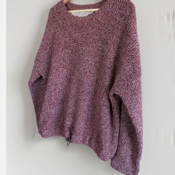 Lou & Grey Marled Drawstring Hem Sweater Burgundy Multi Color Women’s Size XL - Picture 3 of 11